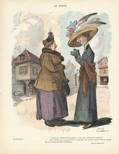 Illustration av Leonce Burret (1865-1915) i Le Smile, nr. 19, 08/05/13 - Mode, hatt av Leonce Burret