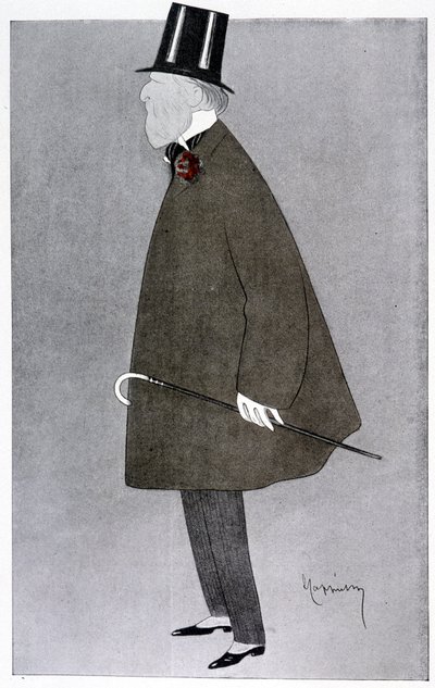 Komiskt porträtt av Jacques Doucet i "" Fantasio""". av Leonetto Cappiello
