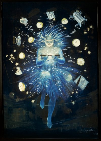 Skiss av reklam för elektrisk apparat, av Leonetto Cappiello, pastellritning av Leonetto Cappiello