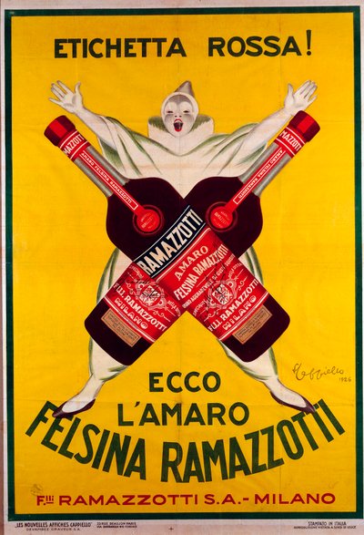 affisch för drinken Amaro (Amer) felsina Ramazzotti av Leonetto Cappiello