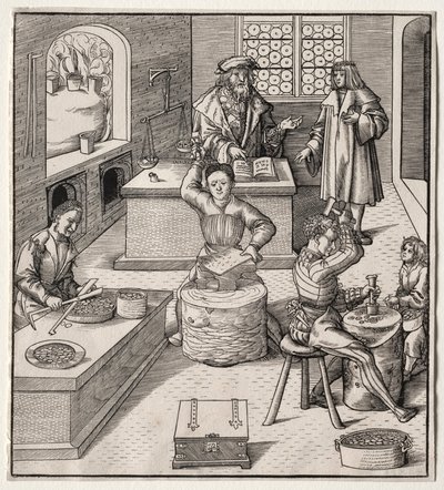 Unga Maximilian i myntverket av Leonhard Beck