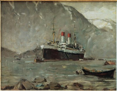 Hamburg-Süd passagerarångare i en norsk fjord av Leonhard Sandrock