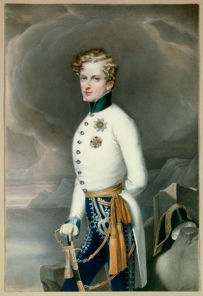 Kung av Rom och prins av Parma Napoleon II, hertig av Reichstadt (1811-1832) son till kejsar Napoleon I (1769-1821) i uniform som överstelöjtnant vid regementet Gustave Prince of Wasa Gravyr av Leopold Bucher (1797-1858) 18328 Dämpa. 0,33x0,22 m Malmais av Leopold Bucher