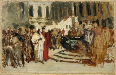Skiss till målningen "Arabiska köpmän i Venedig" av Leopold Carl Muller
