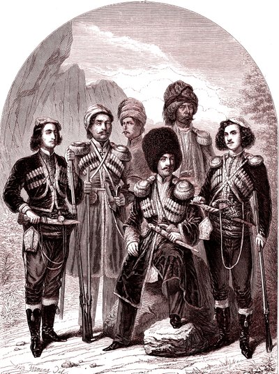 Transkaukasen och Georgien.Ryssland 1865. (Gravering) av Leopold Flameng