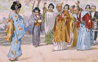 Vykort skapat för premiären av "Madame Butterfly", i Brescia av Leopoldo Metlicovitz