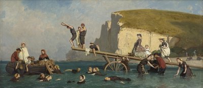 Badgäster vid Étretat, ca. 1858. av Lepoittevin