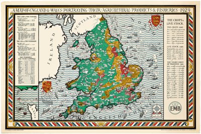 En karta över England och Wales av Leslie MacDonald Gill