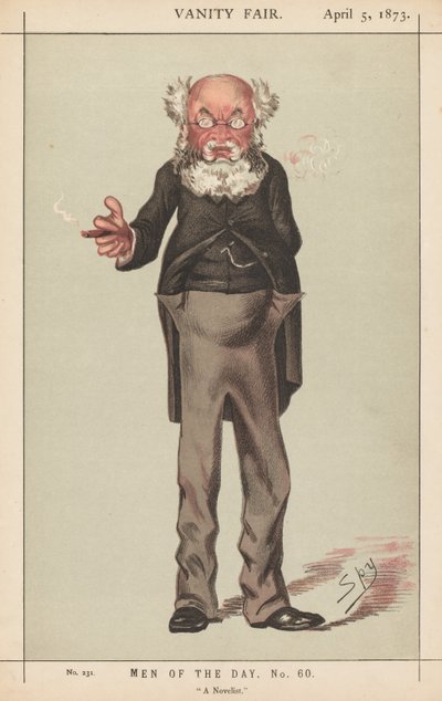 Vanity Fair: Men of the Day, nr 60, A Novelist, 1873. av Leslie Matthew