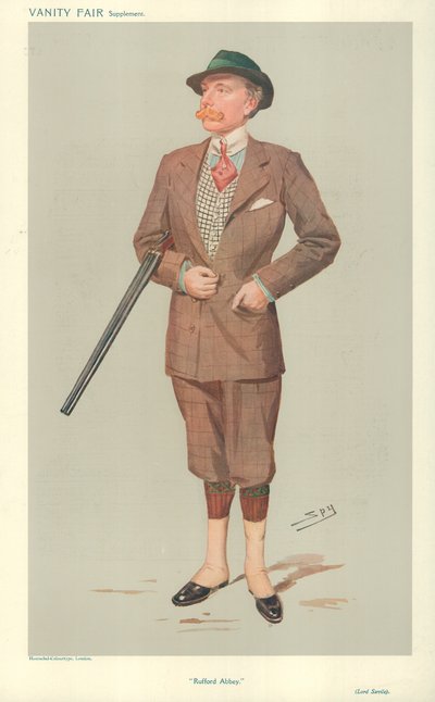 Lord John Savile, Rufford Abbey, 15 april 1908, Vanity Fair-tecknad film av Leslie Matthew Ward
