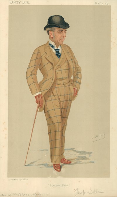 Mr Hwfa Williams, Sandown Park, 7 november 1891, tecknad serie Vanity Fair av Leslie Matthew Ward