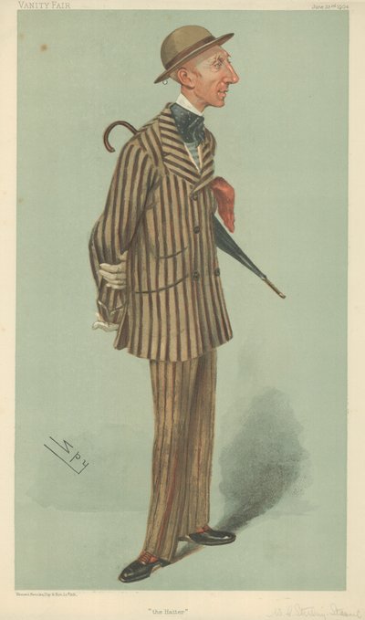 Mr William Crawfurd Stirling-Stuart, The hatter, 23 juni 1904, Vanity Fair tecknad film av Leslie Matthew Ward