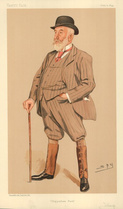 Mr William Montagu Tharp, Chippenham Park, 21 juni 1894, tecknad Vanity Fair av Leslie Matthew Ward