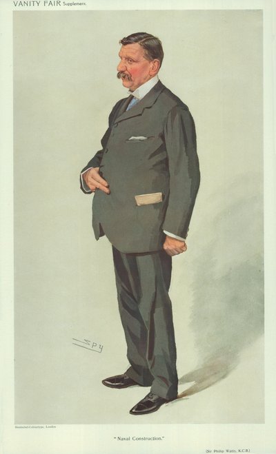 Sir Philip Watts, Naval construction, 7 april 1910, Vanity Fair-tecknad film av Leslie Matthew Ward