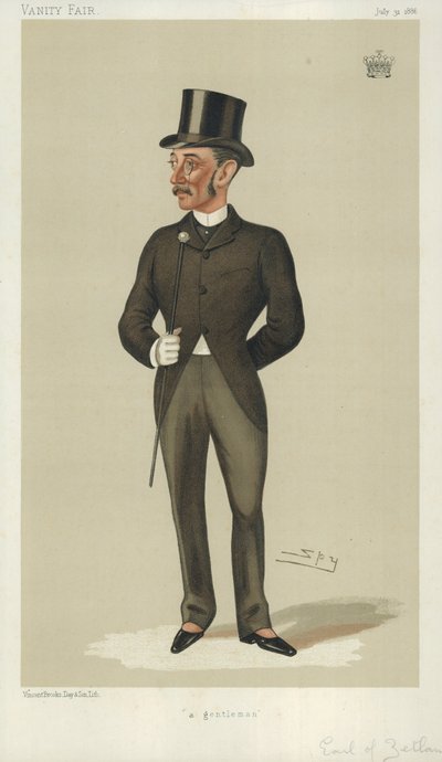 The Earl of Zetland, a gentleman, 31 juli 1886, tecknad Vanity Fair av Leslie Matthew Ward
