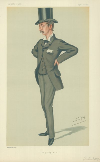 Parlamentsledamot Edward Stanhope, Den unge mannen, 12 april 1879, Vanity Fair-karikatyr. av Leslie Matthew Ward
