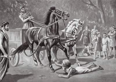 Alkibiades trotsar Teamster (litografi) av Leslie Mosley