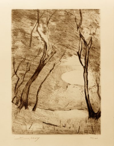 Träd på stranden av Grunewaldsee av Lesser Ury