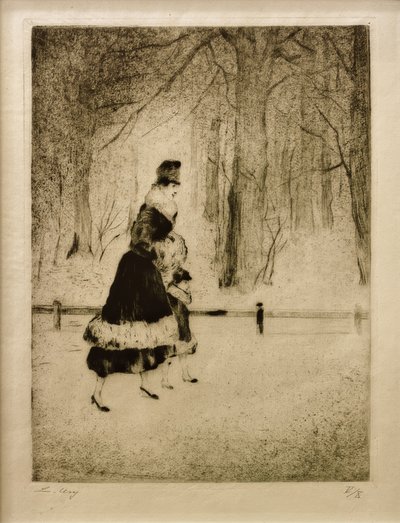Dam med barn i djurparken av Lesser Ury