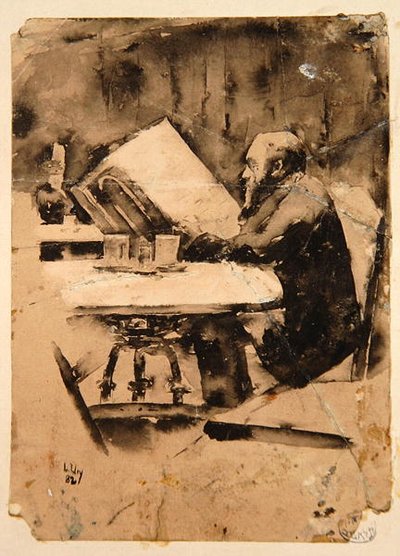 Man i café av Lesser Ury