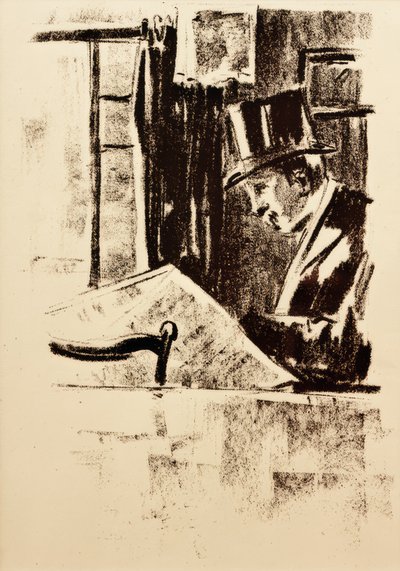 Tidningsläsare med cylinder av Lesser Ury