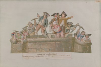 Rivningen av Bastiljen, juli 1789 (gouache på kartong) av Lesueur Brothers