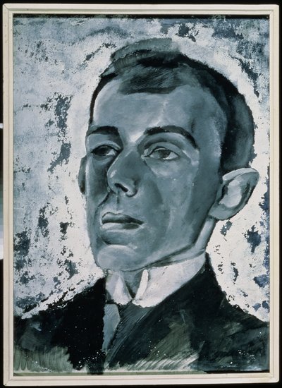 Porträtt av poeten Ossip Mandelstam (1891-1938) (gouache på papper) av Lev Aleksandrovitc Bruni