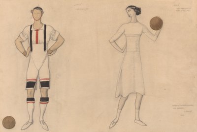 Kostymstudie för "Jeux" av Lev Samoilovich Bakst