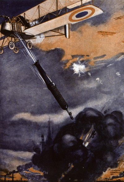 WW1: bomb som avfyras av ett flygplan av Leven & Lemonier