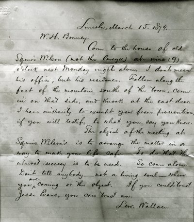 Brev från Lew Wallace till W. H. Bonney (1860-81) 15 mars 1879 av Lew Wallace