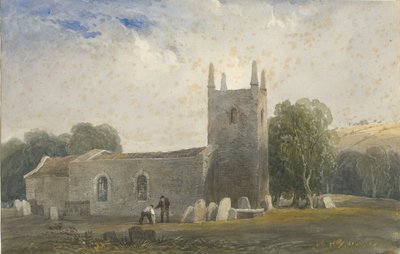 Butterton Church: akvarellmålning och [c 1830-1840] av Lewis John Wood