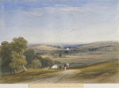 Ellastone Church: akvarellmålning, nd [?1800-talet] av Lewis John Wood