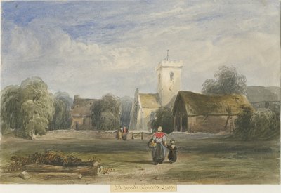 Leigh Church: akvarellmålning och [c 1830-1840] av Lewis John Wood