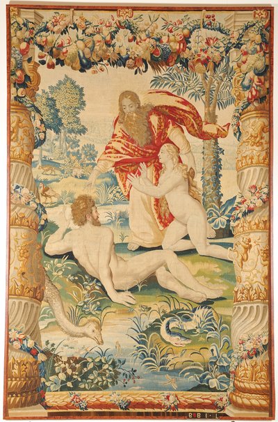 Adam och Eva Tapestry, ca. 1650-1660 av Leyniers Workshop