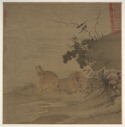 Skator och vilda kaniner, 1200-tal. av Li Yong