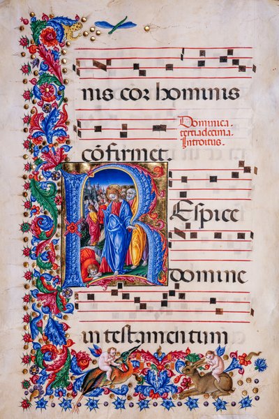 Piccolomini bibliotek: körbok, torsk. 24.9, ff. 67v med "Healing of the leper", av Liberale da Verona (ca 1445 - 1527/9). av Liberale da Verona