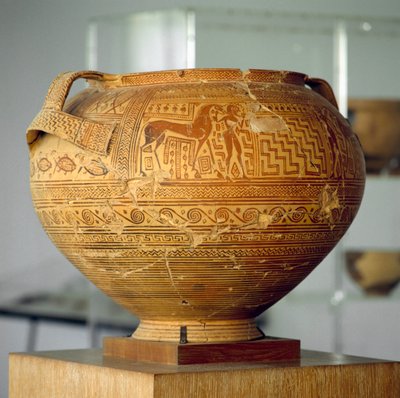 Argive krater med geometriska dekorationer, diameter 50 cm, grekisk civilisation, 800-talet f.Kr. av Unbekannt Unbekannt