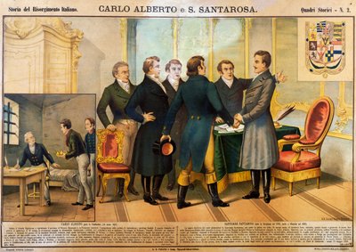 Carlo Alberto svär i konstitutionen den 14 mars av Unbekannt Unbekannt