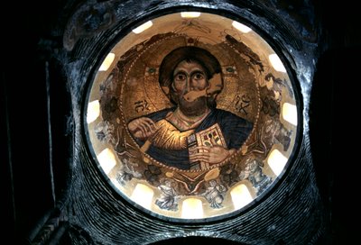 Christ Pantocrator, inre kupol av kyrkan Panagia Parigoritissa, Arta, Epirus, Grekland av Unbekannt Unbekannt