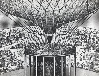 Cineorama av Raoul Grimoin-Sanson (1860-1941), cirkulärt projektionssystem förfader till Cinerama av Unbekannt Unbekannt