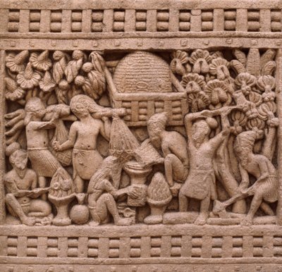 Detalj av den östra sidan av Stupan I i Sanchi (UNESCOs världsarvslista av Unbekannt Unbekannt
