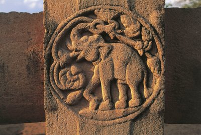 Elefant, relief på Stupa nr 2, Sanchi (UNESCOs världsarvslista av Unbekannt Unbekannt