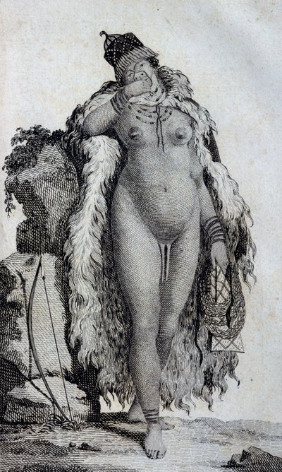Etnisk kvinna Khoikhoi (Hottentots), från Travels of Le Vaillant in i de inre delarna av Afrika via Godahoppsudden, åren 1783 av Unbekannt Unbekannt