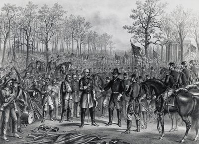 General Robert Lee överlämnade sig till General Ulysses Grant vid Appomattox, den 9 april av Unbekannt Unbekannt