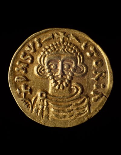 Guldmynt av prins Arechi, recto, lombardiska mynt, 800-tal av Unbekannt Unbekannt