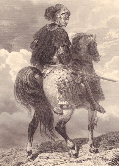 Italiens militärledare och politiker Gian Giacomo Trivulzio (1440-1518), gravyr, 22x16 cm, från Galerie Historique de Versailles, Histoire de France, Charles Gavard Publisher, Paris, ca 1840 av Unbekannt Unbekannt