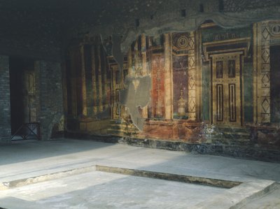 Italien, Kampanien, Oplonti, arkeologiska området Torre Annunziata, romerska Villa Poppaea, fresker med arkitektoniska motiv i andra pompeianska stilen av Unbekannt Unbekannt