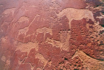 Namibia, Damaralands vildmarksområde, Twyfelfontein, Brandbergbergen, stenålderstengravyrer av Unbekannt Unbekannt