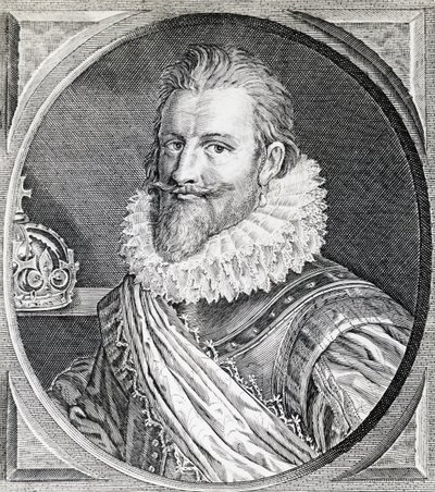 Porträtt av Christian IV (1588-1648), kung av Danmark och Norge, gravyr av Unbekannt Unbekannt