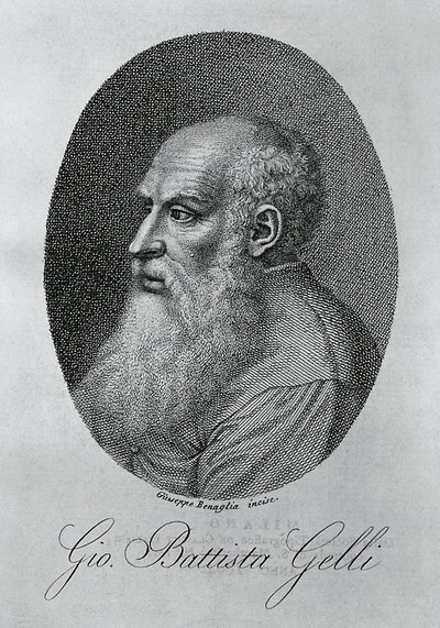 Porträtt av Giovan Battista Gelli (1498-1563), italiensk filosof, författare och forskare, gravyr av Giuseppe Benaglia (ca 1796-ca 1830) av Unbekannt Unbekannt